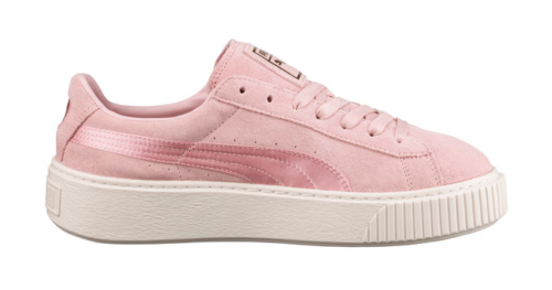 SHOES FOR PEOPLE WHO DONT LIKE FEET PUMA SATIN SUEDE PLATFORM SNEAKER PINK