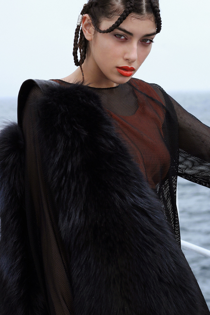 SHIRT- ZERO STIGMATA TOP- STYLIST'S OWN SKIRT- DOMENICO CIOFFI FUR ACCESSORIES- MELCHIORRI TAILORING