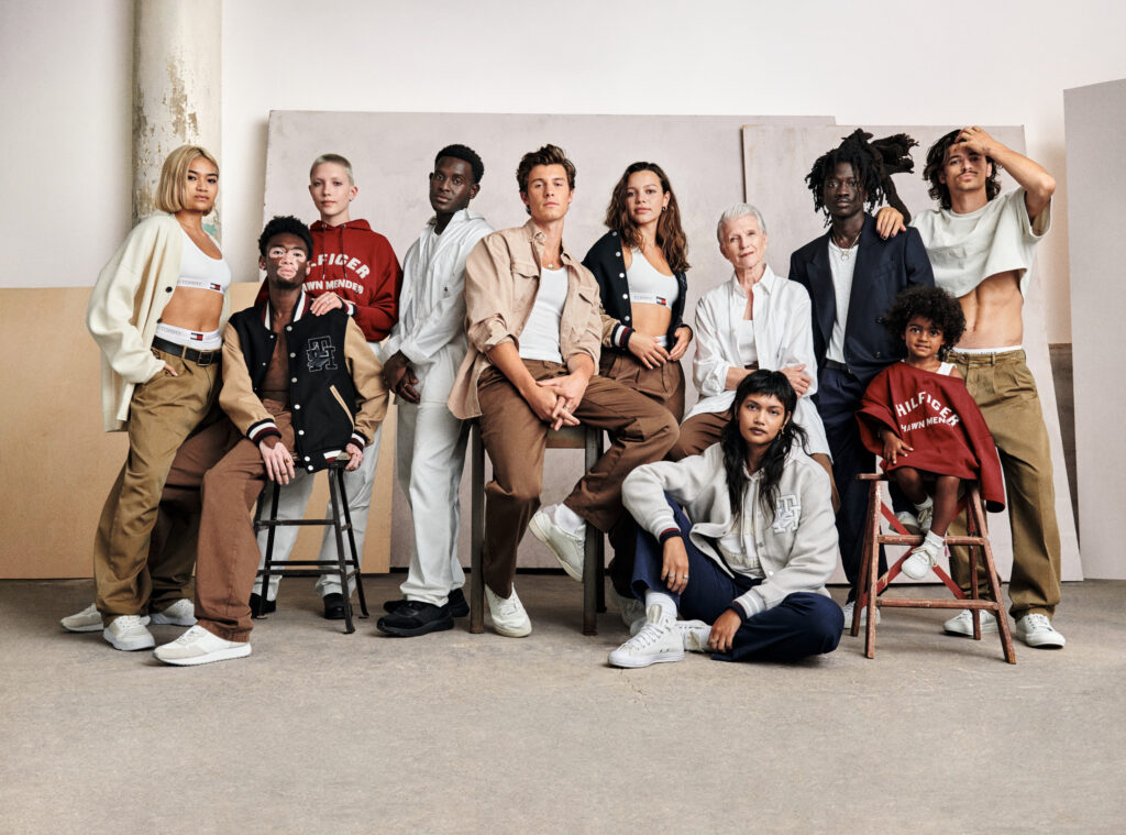 The full cast of the Tommy x Shawn campaign pose for a group photo