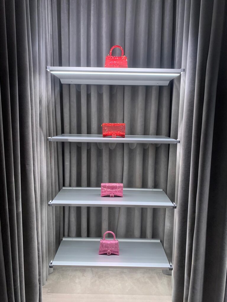 Bag display in Balenciaga dressing room
