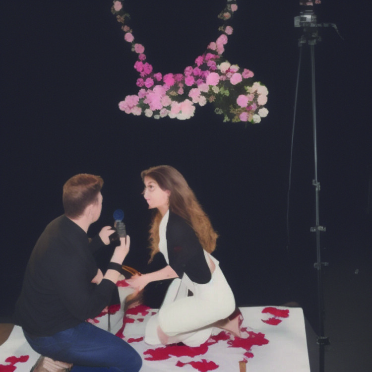 AI-generated image of a couple proposing while being filmed